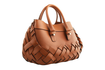 Stylish brown woven handbag made from high-quality leather showcasing intricate craftsmanship