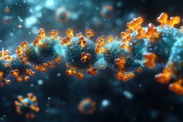 Poster - Visualization of virus structure showcasing intricate details and textures in a scientific exploration of pathogens