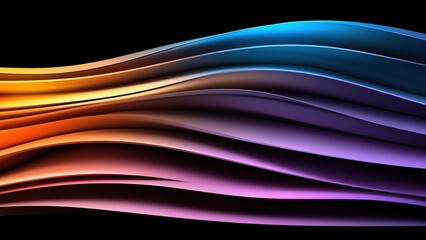 Poster - Colorful flowing abstract design with smooth curves and gradients in dark background
