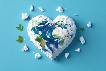 Aufkleber - A clean, vector-style illustration of Earth as a heart shape, symbolizing love and care for the planet