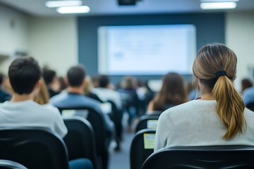 Wall Mural - Attentive Audience at Seminar in Auditorium