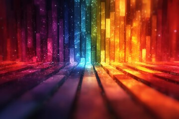 Fototapete - Colorful abstract digital art featuring vibrant vertical bars and a cosmic background