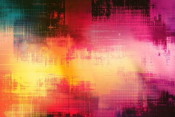 Poster - Distorted color gradient texture with vibrant retro vibes for stunning visual backgrounds and creative projects. Perfect for digital art, graphic design, and multimedia applications