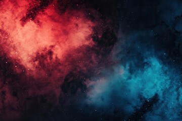 Poster - Vibrant gradient texture with dynamic blur of crimson, azure, and ebony; soft flowing colors infused with digital noise for eye-catching retro poster or banner creation