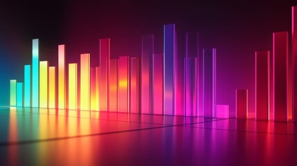 Poster - A clean, modern D bar graph with light reflections and sharp edges, showing market fluctuations in vivid colors with a sleek design