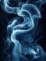 Fototapete - Blue smoke creating abstract shapes on black background