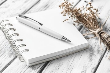 Aufkleber - A simple geometric design of a pen and notebook, rendered in monochromatic tones with subtle shading