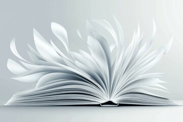 Poster - A sleek vector depiction of an open book with simple, flowing lines, placed on a plain, muted background