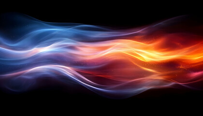 Poster - Abstract fire ice waves, dark background, energy design