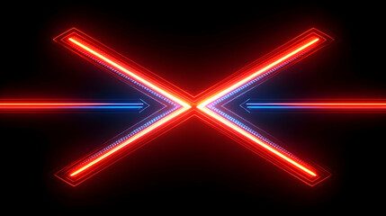 Poster - Red blue neon cross light trails abstract