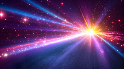 Poster - Cosmic rays burst, vibrant galaxy background, energy