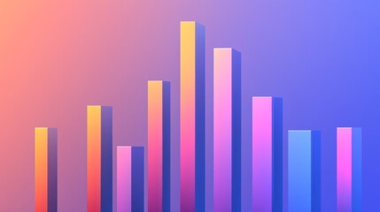 Poster - a dynamic and colorful financial bar graph showing positive market trends with a modern tech interfa