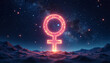 © Len_mik - Glowing Venus symbol against a starry night background, female symbol,