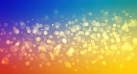 Poster - abstract background with golden bokeh light effects on blue and yellow gradient