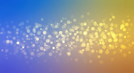 Poster - abstract background with golden bokeh light effects on blue and yellow gradient
