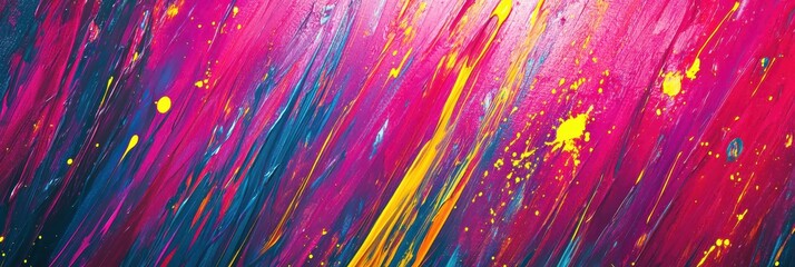 Poster - Vibrant abstract paint texture featuring bright streaks and splashes in dynamic colors