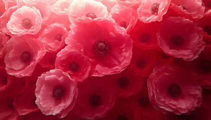 Sticker - Pink poppy field, backlit, floral background, remembrance