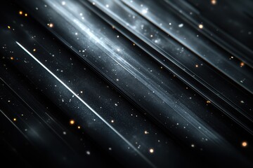 Poster - light beams and particles create an abstract effect on a black matte background