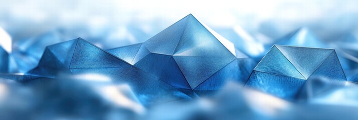 Poster - geometric abstractions in various shades of blue and white create a soothing visual experience