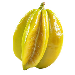 Poster - The image shows a single, ripe, yellow star fruit isolated against a plain white background.
