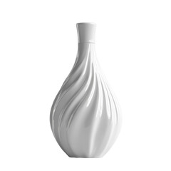 Aufkleber - A sleek white ceramic perfume bottle with a swirled design stands on a minimalist gray background.