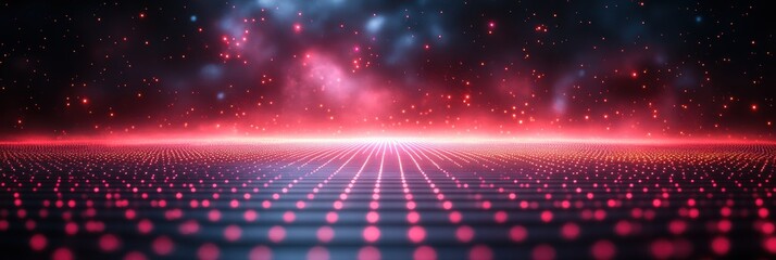 Poster - Grid with laser effects creating an illusion of depth and space in vibrant colors