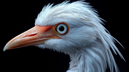 Wall Mural - A close up of a bird's head with a black background