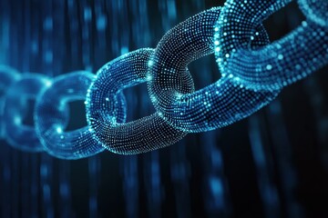 Poster - Pulsating dots illustrate blockchain technology in a dynamic visual representation