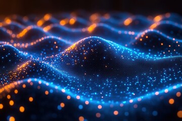 Poster - Pulsating dots create a vibrant representation of blockchain technology principles