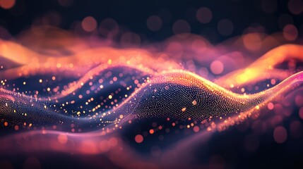Poster - Abstract waves of light and color in a digital landscape