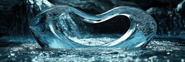 Poster - Water flows through a transparent infinity shape, creating a unique visual effect