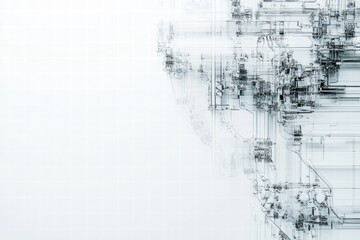 Poster - Abstract technological design with linear elements on a white background
