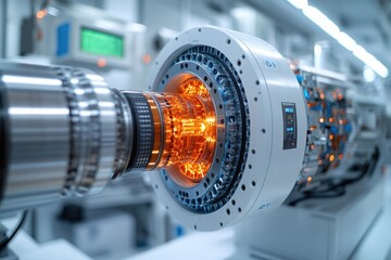 Poster - Close-up shot of an industrial machine in a factory setting, suitable for use in commercial or editorial contexts