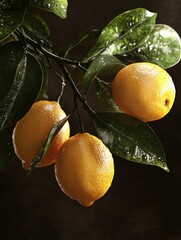 Canvas Print - Three Oranges on a Branch