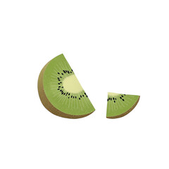 Poster - A stylized illustration depicts two slices of kiwi fruit against a muted beige backdrop.