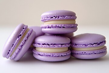 Poster - colorful macaroons on wooden table