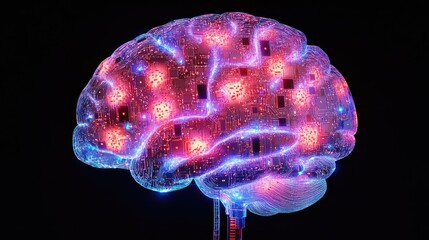 Aufkleber - A Digital Brain Circuitry Illuminated In Vivid Hues