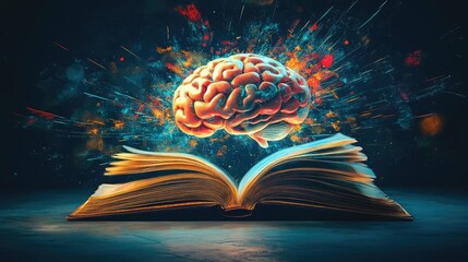 Poster - A Human Brain Emerging From An Open Book