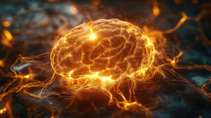 Poster - Glowing Brain Neural Network Abstract Art