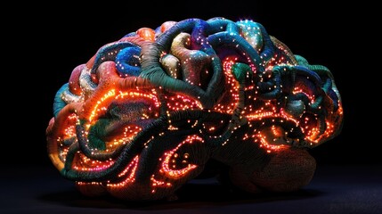 Poster - Illuminated Brain Structure Artistic Representation