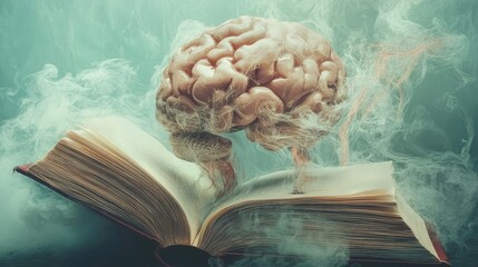 Poster - A Human Brain Resting Upon An Open Book