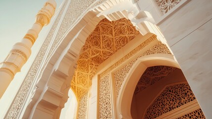 Poster - Intricate Mosque Architecture Detailed Carving And Arches