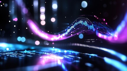 Wall Mural - neon led light abstract background, futuristic design