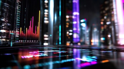 Wall Mural - neon led light abstract background, futuristic design