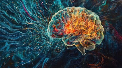 Poster - Abstract Brain Neural Network Connections Artwork