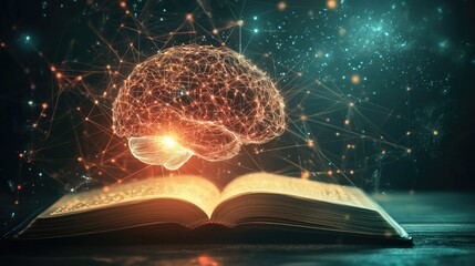 Poster - Illuminated Brain Above Open Book Knowledge Acquisition