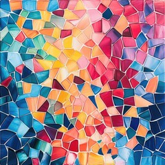 Poster - a vibrant mosaic design featuring a mix of colors and shapes