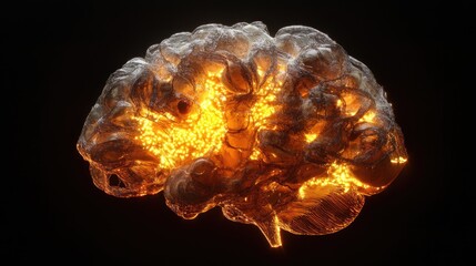 Poster - Illuminated Brain Structure Glowing Network