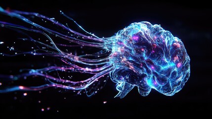 Poster - Abstract Brain Neural Network Connections Flowing