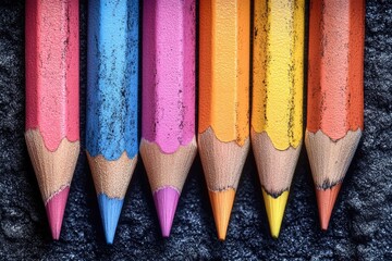 A set of colorful pencils arranged neatly